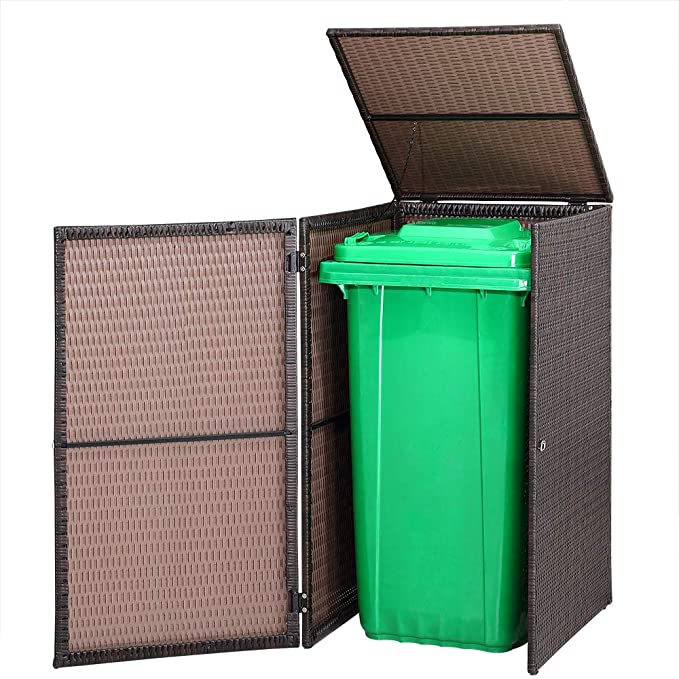 Casaria Poly Rattan Wheelie Bin Storage Screen