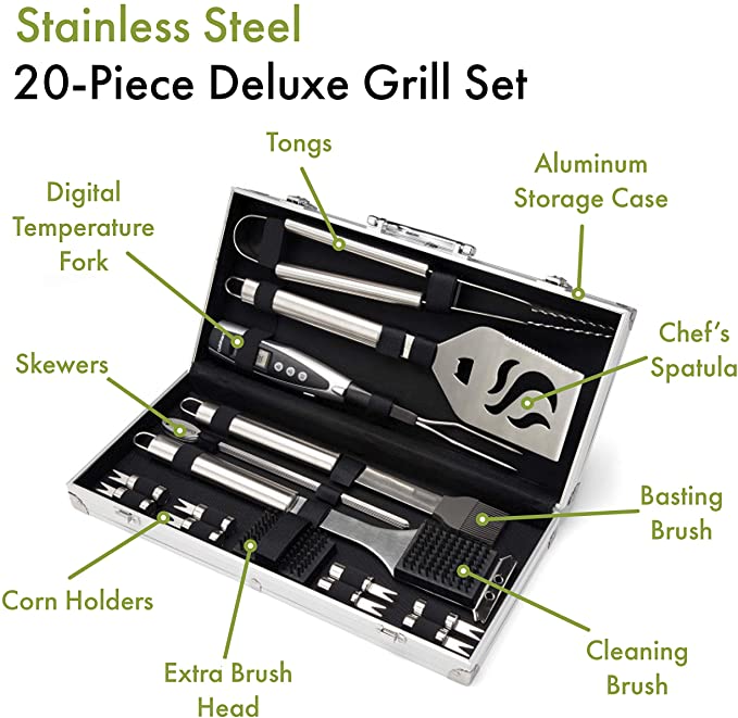 Cuisinart CGS-5020 Deluxe Grill Set, Silver (20-Piece)