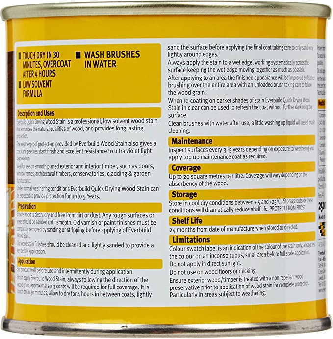 Everbuild WSTAINSDO0250 Woodstain, Dark Oak, 250ml