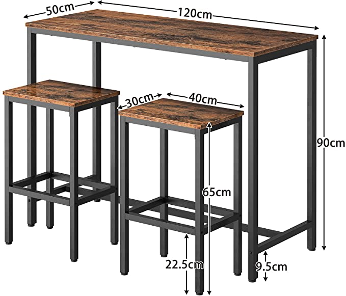 HOOBRO Bar Table Set with 2 Bar Stools