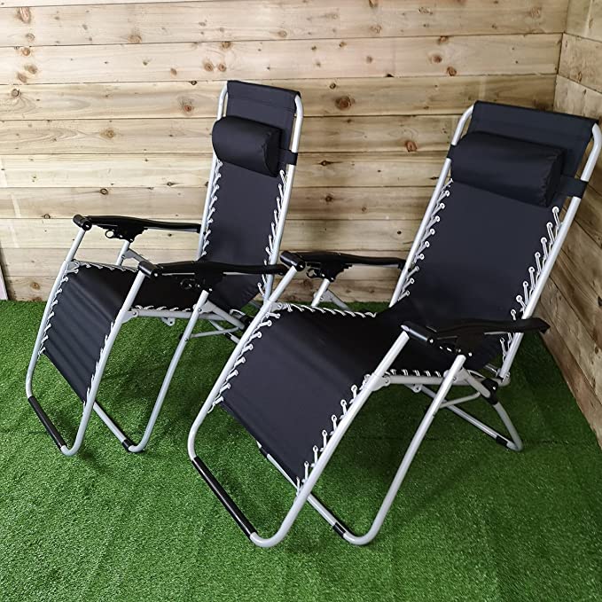 Kingfisher Reclining Zero Gravity Sun Chair Lounger - Twin Pack