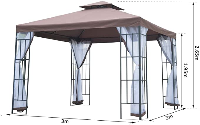 Outsunny 3 x 3 Meters Gazebo With Steel Frame