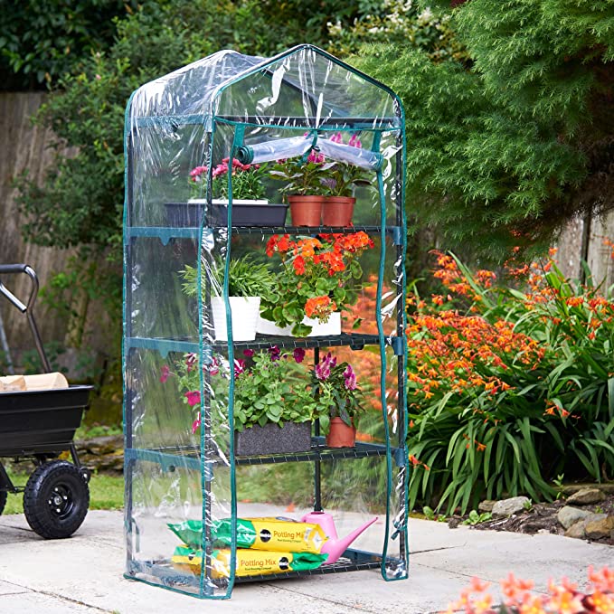 VonHaus 4 Tier Mini Plastic PVC Greenhouse