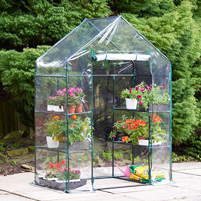 VonHaus Compact Walk In Greenhouse with 6 Shelves