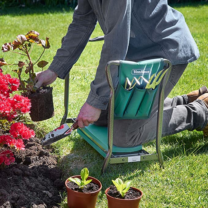 VonHaus garden kneeler/seat with 3pc tool set and bag