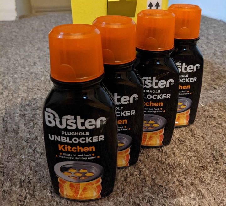 BUSTER KITCHEN PLUGHOLE UNBLOCKER ONE-SHOT SINKS PLUGHOLES ETC CLEARS FAT & FOOD 