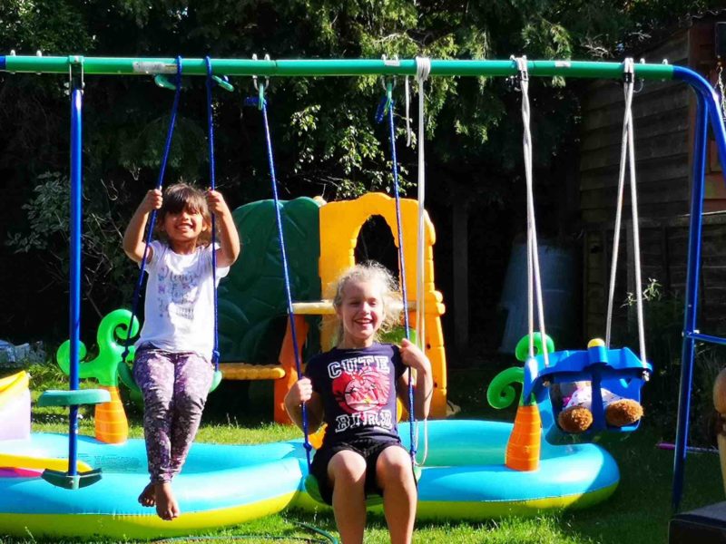 Kids Garden Swing Set Childrens Outdoor Playground Seesaw Patio Activity Fun Set 